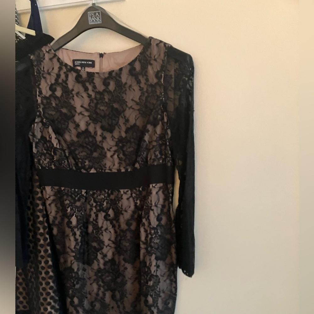 Black lace dress sheer lace long sleeves